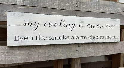 Funny Kitchen Sign, My Cooking is So Awesome, Farmhouse Kitchen Wall Decor,Rustic Quote Wooden Plaque Hanging for Housewarming (Cooking) 6x18 Inch