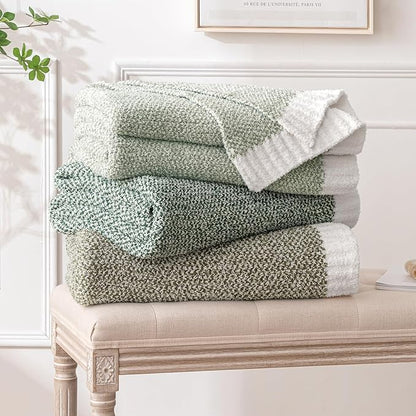 MIULEE Super Soft Throw Blanket for Couch, Olive Green Cozy Fluffy Warm Blankets Lightweight Knit Throw Blankets for Sofa, Bed, Chair, Living Room, Camping, Picnic, 50 x 60 inch