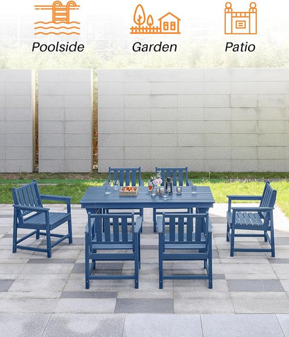 Patio Dining Chair Set of 2, HDPE Outdoor Dining Chair, Ergonomic HDPE Dining Chairs with Deep Seating, All Weather Outdoor Chairs Furniture for Backyard, Deck, Garden, Poolside, Navy
