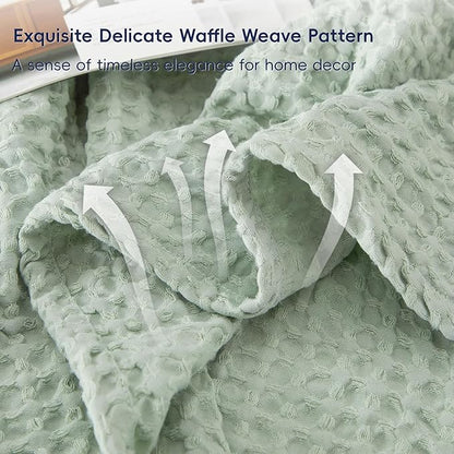 PHF Ultra Soft Waffle Weave Blanket Twin Size 66"x 90"- Washed Lightweight Breathable Cozy Woven Blanket for Bed - Aesthetic Decor for Couch Bedding Sofa Home Car - Sage Green/Mint Green