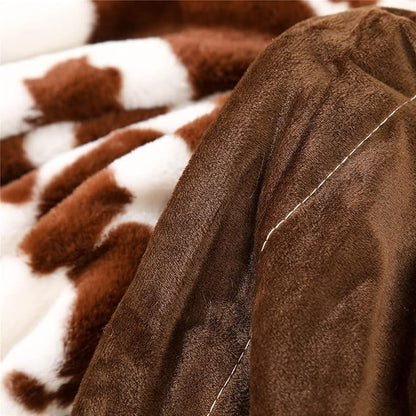 RYNGHIPY Cow Print Blanket for Sofa Couch Double Sided Flannel Animal Design Brown Throw Blanket (Brown, 63''x79'')