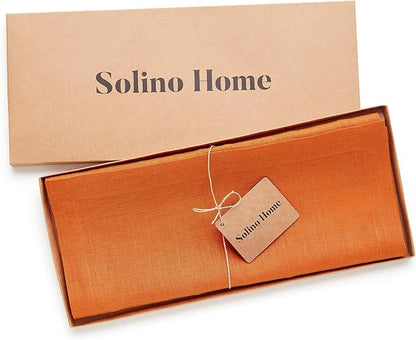 Solino Home Linen Table Runner 36 Inches - 100% Pure Linen Persimmon Orange Table Runner 14 x 36 Inch Ideal for Dresser and Coffee Tables - Fall, Autumn, Halloween, Thanksgiving - Fete
