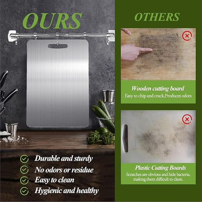 Titanium Cutting Board, 100% Pure Titanium Cutting Boards for Kitchen, Double Sided Food-Grade, Dishwasher Safe Chopping Board for Cutting Meat Vegetable Fruit (11.5"L x 8"W)