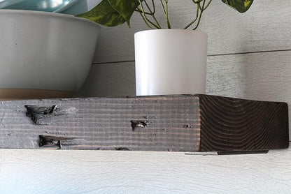 Urban Legacy Reclaimed Barn Joist Deep Floating Shelves | Deep Shelves with Low Profile Shelf Bracket with High Weight Capacity, Set of 2 (36" x 11" x 2.5", Rustic Brown)