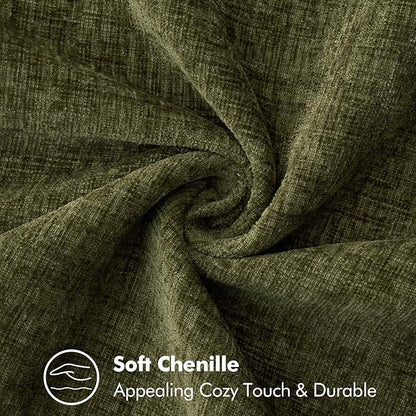 MIULEE Pack of 2 Couch Throw Pillow Covers 16x16 Inch Olive Green Farmhouse Decorative Pillow Covers with Stitched Edge Soft Chenille Solid Dyed Spring Pillow Covers for Sofa Bed Living Room