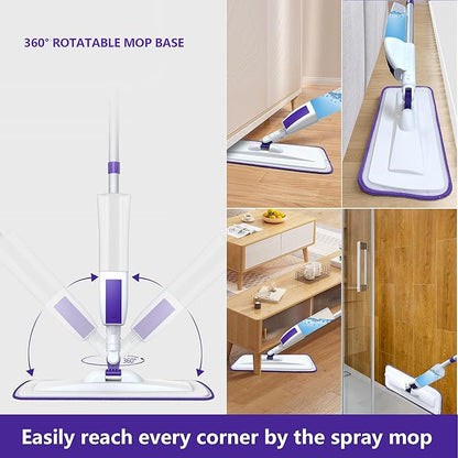 Spray Mop for Floor Cleaning with 60" Extension Handle, Dry/Wet Mop with 14oz Refillable Bottle, 3 Washable Pads&5 Disposable Refills for Hardwood Laminate Tile Floor Dust Cleaning.