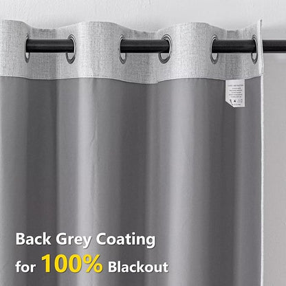 Blackout Curtains 96 Inches Long 2 Panels Set, 100% Black Out Textured Thermal Curtains, Grommet Light Blocking Drapes for Living Room Bedroom Luxury Decor(52W × 96L inch, Greyish White)