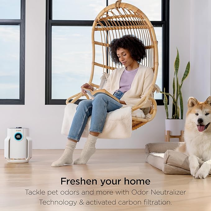 Shark NeverChange Air Purifier Compact Pro with Long-lasting HEPA Exceeding Filtration, Captures Pet Dander, Dust, Smoke, and Allergens, up to 250 sq. ft. for Bedroom, Home Office, Dorm, HP072GN