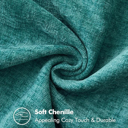 MIULEE Pack of 2 Couch Throw Pillow Covers 18x18 Inch Coastal Teal Farmhouse Decorative Pillow Covers with Stitched Edge Soft Chenille Solid Dyed Spring Pillow Covers for Sofa Bed Living Room