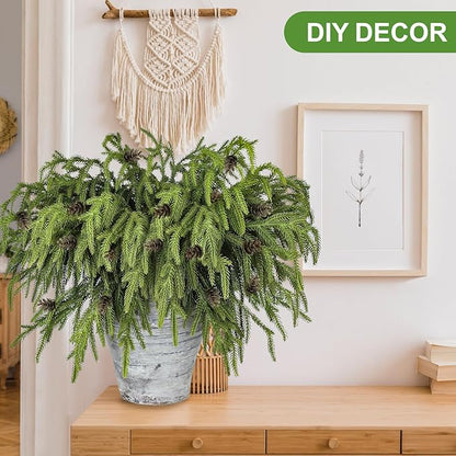 Artgar 24 Pcs Pine Branches - 18 Inch Artificial Green Pine Stem - Real Touch Christmas Greenery Pines Branches for DIY Flower Arrangement Home Indoor Christmas Decor