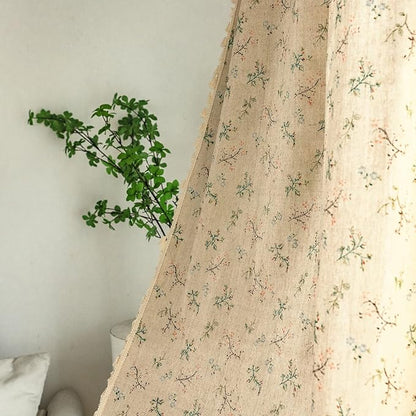 Sutuo Home Florals Boho Farmhouse Curtains, Semi-Blackout Drape Bohemian Window Treatment Cotton Linen Panel with Tassels for Bedroom Living Room, Rod Pocket, 1 Panel 59" W x 84" L