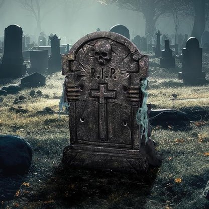 Haunted Hill Farm Tombstone Lifter by Tekky, Battery-Operated, Sound Activated Animatronic Zombie with Sound Effects and Lights for Indoor or Covered Outdoor Creepy Halloween Decoration