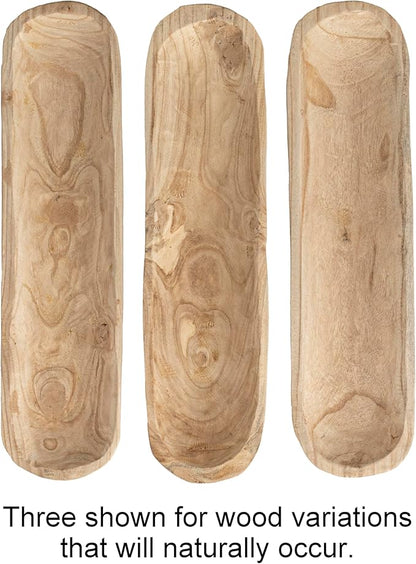 Creative Co-Op Paulownia Wood Oval Bowl | Brown | 22.75" L x 6" W x 3.25" H | (Pack of 4)