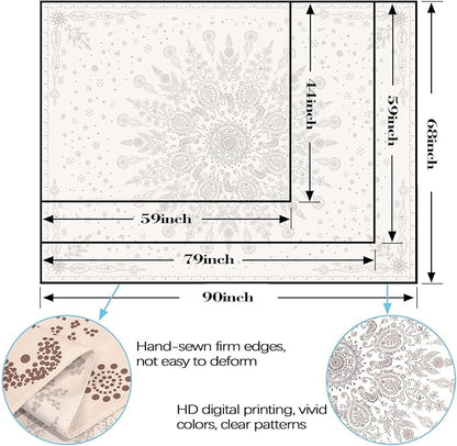 Lunerfex Boho Floral Tapestry Mandala Wall Tapestry, Cute Tapestries for Bedroom Beige Flower Tapestries Wall Hanging for Bedroom Living Room Decor Beige-1 60"x80"