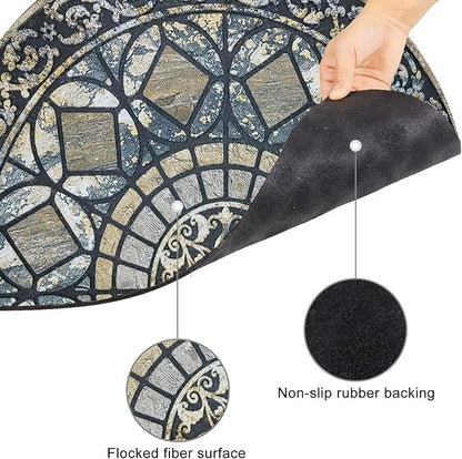CHICHIC Entrance Door Mat Large 24 x 36 Inch Entry Way Doormat Front Door Rugs Outdoors Heavy Duty Welcome Mat Non Slip Rubber Back Low Profile for Garage, Patio, High Traffic Area, Blue