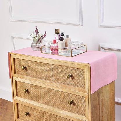 Solino Home Linen Table Runner 48 Inches - 100% Pure Linen Pink Lemonade Table Runner 14 x 48 Inch Ideal for Dresser and Coffee Tables - Halloween - Fete