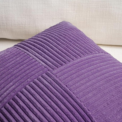 Fancy Homi 2 Packs Purple Long Lumbar Decorative Throw Pillow Covers 12x24 Inch for Living Room Couch Bed, Farmhouse Boho Home Decor, Soft Striped Corduroy Rectangle Accent Cushion Case 30x60 cm