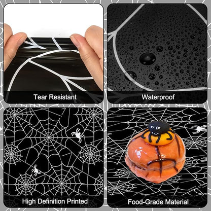 2 Pcs Halloween Tablecloth - Plastic Halloweens Spider Webs Table Cloth, Black Disposable Rectangle Spiderweb Table Cover for Halloween Party Decorations Supplies Favors Tables Decor, 108 x 54 Inch