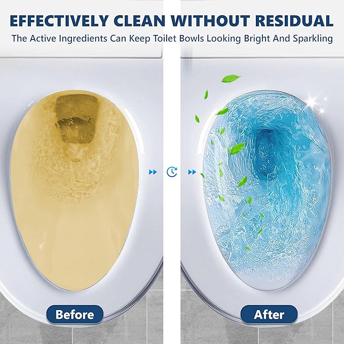Toilet Bowl Cleaner Bottle, Automatic Toilet Bowl Cleaner Tablets in Bottle, Easy to Use, Long-Lasting Effect Toilet Cleaners Drop in Tank, Blue, 2 Bottles