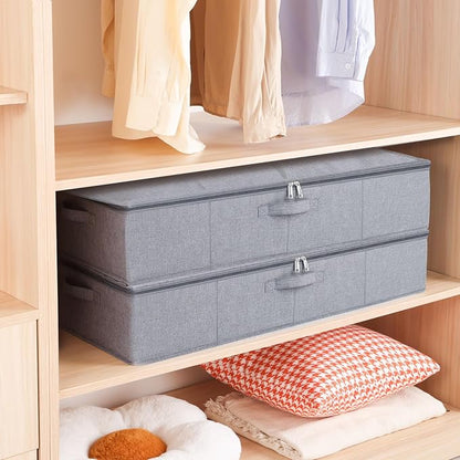 Underbed Storage Box, 23.6 x 11.8 x 5.9 Inch Clothes Organizer With Sturdy Structure and Reinforced Handles for Blanket, Sheets, Pillows, Towels, Shoes, Grey, 1 Pack