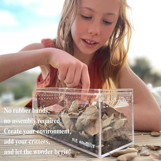 THE MASONRY | Acrylic Terrarium for Isopod Enclosure | 8"x4"x4" | Sling Tarantula Enclosure and Bug Tank | Small Spider Habitat | Terrarium Pre-Assembled with Magnetic Lock