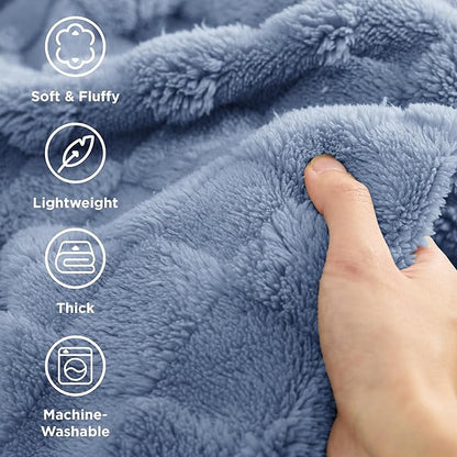Bedsure GentleSoft Ashley Blue Throw Blanket for Couch - Super Soft Cozy Blankets Gifts for Women Men Girls, Cute Small Fleece Throws for Bedroom Home Decor, 50x70 Inches