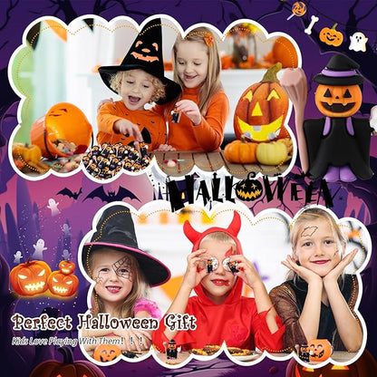 50 Pcs Halloween Mini Figurines Tiny Pumpkin Figures to Hide and Seek Rubber Wizard Miniatures Ornaments Gifts for Halloween Party Favors Table Decorations(Wizard)