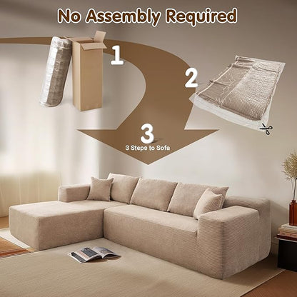 ovios 104" Cloud Sectional Couch with L-Shape Chaise,Modern Modular Sofa with Deep Seat, Upholstered Couches for Living Room Bedroom,No Assembly Required, Camel (Corduroy Fabric)