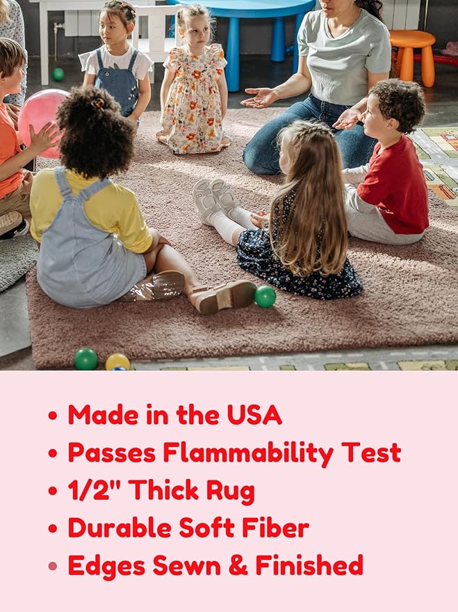 KOECKRITZ Soft and Colorful Kids Classroom Area Rugs (Passes Flammability Pill Test) Many Sizes and Bright Colors to Select from (5' x 5', Fairy Princess)