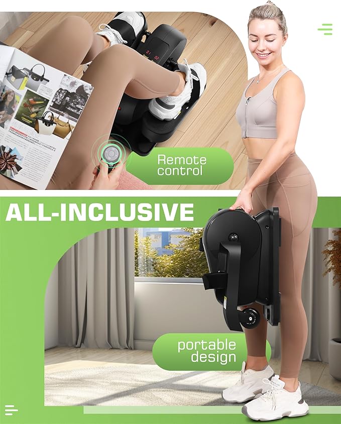 FUNMILY Under Desk Elliptical Machine, Large LCD Ellipse Leg Exerciser as Seen on TV, While Sitting for Seniors/Adults, 100% Pre-Assembled Exercise Equipment with Remote & Magnetic Storage