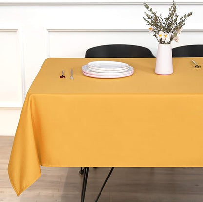 sancua Rectangle Tablecloth - 54 x 54 Inch - Stain and Wrinkle Resistant Washable Polyester Table Cloth, Decorative Fabric Table Cover for Dining Tables, Buffet Parties and Camping, Gold