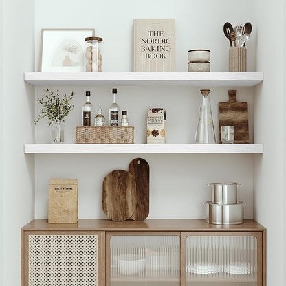 Single Floating Shelves 48 Inches, 48 x 10 inch Deep x 1.8 in Thick, Long Wall Shelves Heavy Duty 80 lbs for Bedroom, Living Room, Kitchen, Office, Modern Shelf Book Home Decor, White