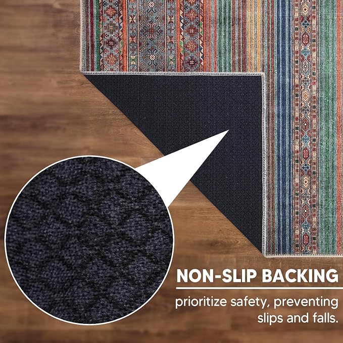 Keen Home Design 9x12 Rug - Machine Washable Area Rug with Non-Slip Backing, Ideal for Living Room, Dining Room, Bedroom - Vintage, Easy Clean, Durable, Low Pile Rug - (9' x 12')