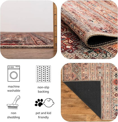 Keen Home Design 4x6 Rug - Machine Washable Area Rug with Non-Slip Backing, Ideal for Living Room, Dining Room, Bedroom - Vintage, Easy Clean, Durable, Low Pile Rug - (4' x 6')