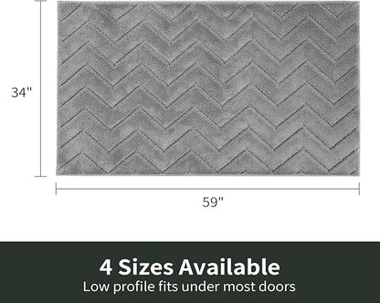 Stiio Dirt Trapper Door Mat 34x59 Inches, Front Doormat Indoor Outdoor Entrance Low Pile, All-Season, All-Weather Absorbent Entry Rug, Washable Non Slip Rug for Entryway, Grey