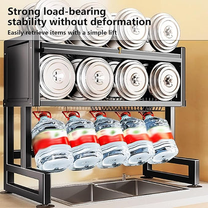 Home Furnishing Over The Sink Dish Drainer Drying Rack 3 Tier Over Sink Dish Rack for,oversink Dish Dry Rack,Space Saving Dish Drying Rack,Kitchen Sink Organizer countertop(Black,75cm/29.5in)