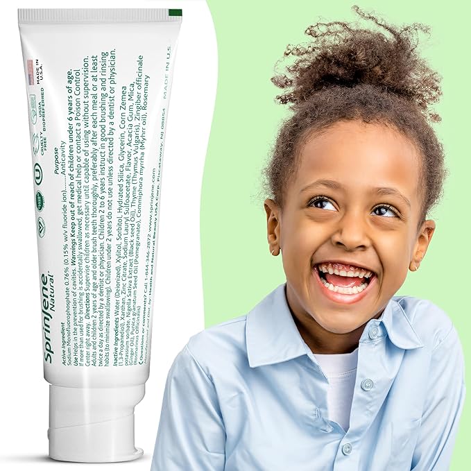 SprinJene Natural Kids Toothpaste, Watermelon | Natural Children’s Toothpaste for Cavity Protection | Fluoride Toothpaste for Toddlers | 2 Pack