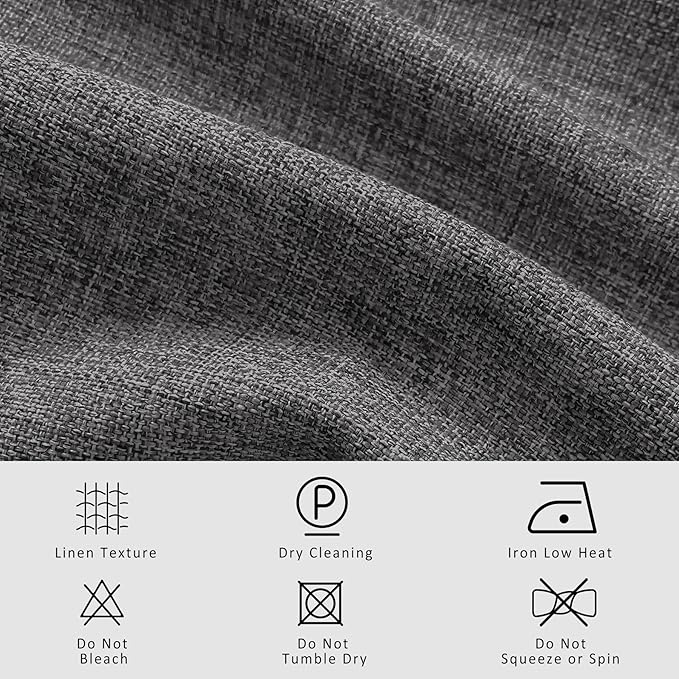 Macochico 100% Blackout Natural Grey Linen Curtains 84 Inches Long Pinch Pleated Burlap Curtains for Bedroom Living Room Farmhouse Nursery Thermal Window Panels with Tieback 72”Wx84”L 1 Panel