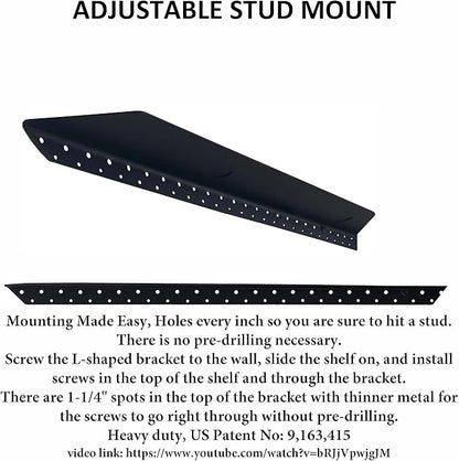 joelsantiques 30 Inch Floating Shelves for Wall - 30x6x2 in - Natural Wood, Easy Install - Heavy Duty Rustic Book Shelves - Bathroom, Kitchen, Living Room - Black