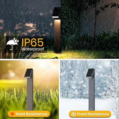 Solar Walkway Light, Dimmable Metal Solar Pathway Light Outdoor IP65 Waterproof, 3000K 500LM Solars Yard Lights for Yard Garden Patio Landscape Lawn