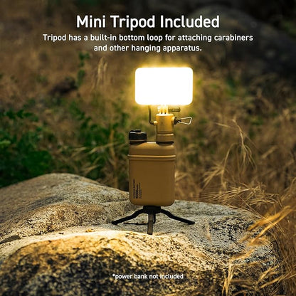 ELECOM NESTOUT Outdoor Camping LED Panel Flashlight w/ Mini Tripod, Dimmable USB Powered LED Light, IP44 Water Dust Resistant, 30-1000 Lumen, Portable Lantern for NESTOUT Power Bank, Beige (Flash-1)
