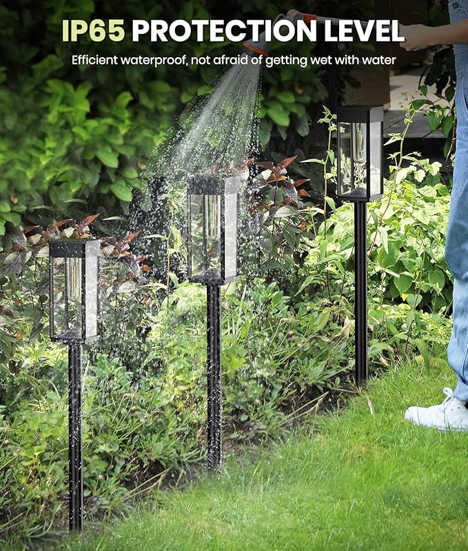 8 Pack Bright Solar Pathway Lights, IP65 Waterproof Outdoor Garden Path Lights, Solar Powered for Yard, Lawn, Walkway, Driveway Landscape Lighting (Cool White)