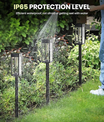 Solar Pathway Lights Outdoor, 4 Pack Garden Lights IP65 Waterproof, Bright Solar Powered for Outside Yard Path Lawn Walkway Driveway Lighting Landscape Decor (Warm White)