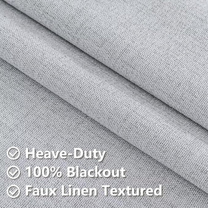 Blackout Curtains 96 Inches Long 2 Panels Set, 100% Black Out Textured Thermal Curtains, Grommet Light Blocking Drapes for Living Room Bedroom Luxury Decor(52W × 96L inch, Greyish White)