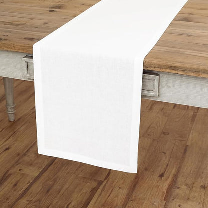 Solino Home Linen White Table Runner 90 Inches Long - 100% Pure Linen 14 x 90 Inch Table Runner for Dining, Fall, Autumn, Halloween, Thanksgiving - Fete
