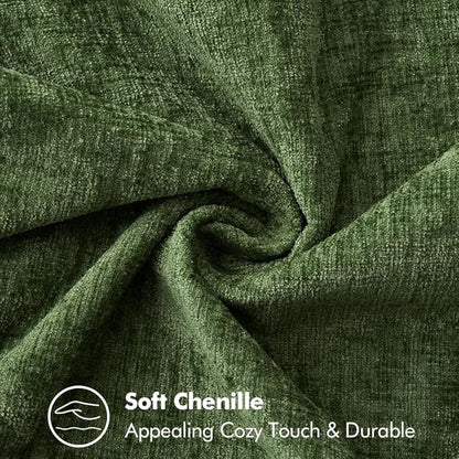 MIULEE Pack of 2 Christmas Pillow Covers 12x20 Inch Moss Green Farmhouse Decorative Throw Pillow Covers with Stitched Edge Soft Chenille Solid Dyed Couch Pillow Covers for Sofa Bed Living Room
