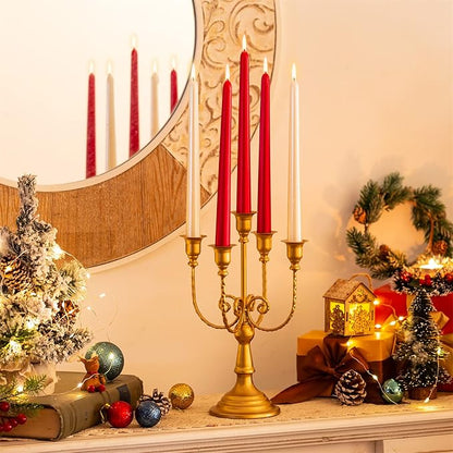 Sziqiqi Gold Candlestick Holder Candelabra - Taper Candle Holders for Wedding Centerpiece 5-Arms Candle Stick Stands for Candlelight Dinner Table Christmas Mantel Festivals