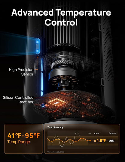 Dreo Space Heater Indoor, 30" Electric Heaters with Remote, 120° Oscillation, Adjustable Thermostat, 5 Heat & 3 Fan levels, 8 Safety Protections, 25dB Quiet, 1-12H Timer, Large Room Bedroom, Silver