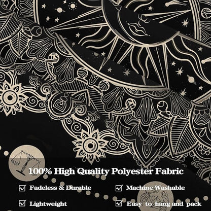 Lunerfex Sun and Moon Mandala Tapestry Boho Tapestry for Bedroom Black and White Tapestries Wall Hanging Living Room Wall Art and Home Decor 60x80