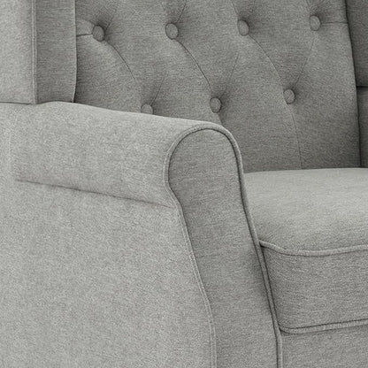 UIXE High Back Accent Chair, Upholstered Armchair in Fabric, Retro Wingback Arm Chair for Living Room, Comfy Single Sofa Bedroom Reading Seat with Solid Wood Legs - Light Gray